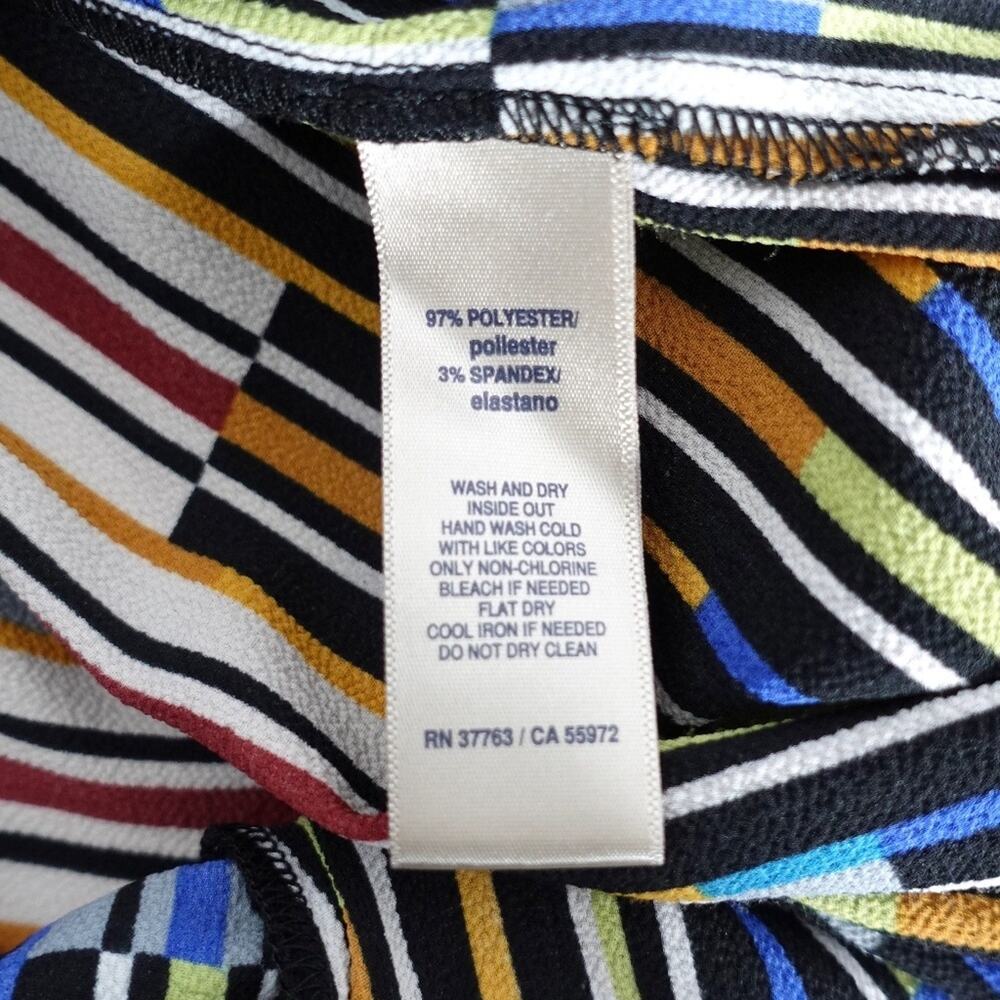 Rafaella Women’s Blouse Medium Geometric Stripe Print Multicolor Long Sleeve Top - Picture 3 of 6